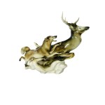 La grande caccia - Grande statuetta in porcellana Royal Dux, Duchcov-ROYAL-DUX | Cecoslovacchia 1960-1970