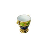 Empire Porcelain Mug with Hand-Painted Bouquet, Cobalt &amp; Gold Decor