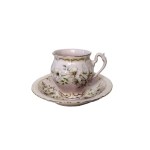 Haas &amp; Czjzek - Chodov Pink Czech Porcelain Set with 24k Gold, 2 Cups &amp; Saucers