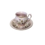 Haas &amp; Czjzek - Chodov Pink Czech Porcelain Set with 24k Gold, 2 Cups &amp; Saucers