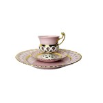 Byzant Breakfast Set | Haas &amp; Czjzek, Chodov, 24k Gold Decor, Czechoslovakia Luxury Pink Porcelain