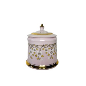 Rosa Porzellanschale mit Blumendekor | Haas &amp; Czjzek, Chodov, handbemalt, 24k Gold