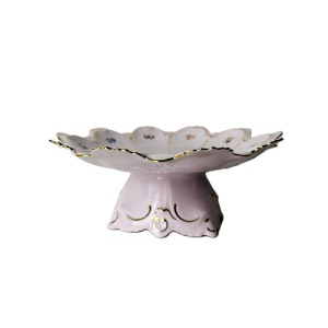 Pink Porcelain Centerpiece Bowl with Floral Decor | Haas &amp; Czjzek, Chodov, Hand-Painted, 24k Gold