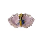 Pink Porcelain Basket with Violet Flowers | Haas &amp; Czjzek, Chodov, Hand-Painted, 24k Gold
