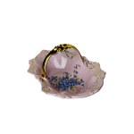 Pink Porcelain Basket with Violet Flowers | Haas &amp; Czjzek, Chodov, Hand-Painted, 24k Gold