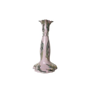 Pink Porcelain Candle Holder with Floral Decoration | Haas &amp; Czjzek, Chodov, 24k Gold