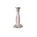 Pink Porcelain Candle Holder with Floral Decoration | Haas &amp; Czjzek, Chodov, 24k Gold