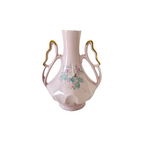 Pink Porcelain Vase with Hand-Painted Floral Decoration | Haas &amp; Czjzek, Chodov, 24k Gold