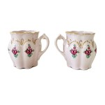 Pair of Pink Porcelain Cups with Hand-Painted Floral Decoration | Haas & Czjzek, Chodov, 24k Gold