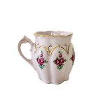 Pair of Pink Porcelain Cups with Hand-Painted Floral Decoration | Haas & Czjzek, Chodov, 24k Gold