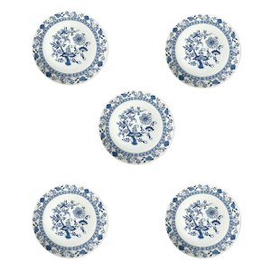 Set of 5 Onion Pattern / Henrietta Plates, 25 cm | Dubí Porcelain, Czechoslovakia, 1960s