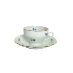 MSB Christmas, Porcelain Cup &amp; Saucer Set with Floral Motif and Gold Line Decoration - 3 Cups &amp; 3 Saucers