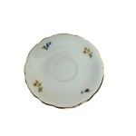 MSB Christmas, Porcelain Cup &amp; Saucer Set with Floral Motif and Gold Line Decoration - 3 Cups &amp; 3 Saucers