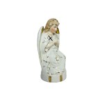 Porcelain Angel Figurine with Cross | Žacléř Czechoslovakia, Hand-Painted and Gilded, 1960s