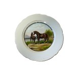 Hand-Painted Porcelain Plates | Horses Motif | Set of 3 | Ø 19 cm | Marked | Vintage