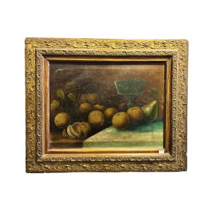 Biedermeier Painting | Oil on Canvas | Fruit with Goblet | Wooden Frame | 19th Century