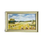 Set of 4 Oil Paintings on Hardboard Four Seasons | Spring, Summer, Autumn, Winter | Czechoslovakia 1960s