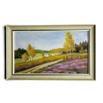 Set of 4 Oil Paintings on Hardboard Four Seasons | Spring, Summer, Autumn, Winter | Czechoslovakia 1960s