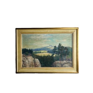 Landscape View of Castle Ruins TROSKY | Signed Oil Painting, Original Frame