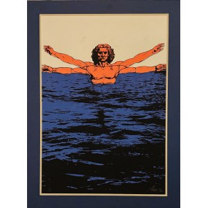 Fabrizio Plessi ( 1940 ) Uomo Vitruviano nell'acqua (Człowiek witruwiański w wodzie). z serii Progetti 1972