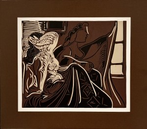 Pablo Picasso (1881-1973) - Deux señoritas regardant par la fenêtre ( Dwie Seniority patrzące przez okno), 1963 z cyklu Tauromachia - Linocut 1963