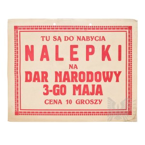 II RP Kartka “Tu Są Do Nabycia Nalepki Na Dar Narodowy 3-go maja”