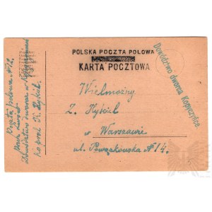 II RP Karta Pocztowa Polska Poczta Polowa Dowództwo Dworca Kopyczyńce (Kresy) - 1919 Rok