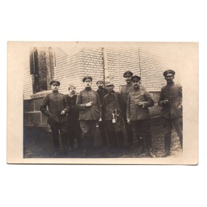 1WŚ - Ułan 2 Pułk Ułanów Legionów z Pruskimi Żołnierzami w Mińsku Mazowieckim (Nowo Mińsk) Dworzec, Józef Laskowski z Lublina. 1915, Temblak, Szabla