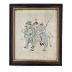 II RP Caricature of Marshal Jozef Pilsudski On a Donkey - E. Sulikowski 1932