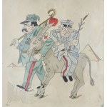 II RP Caricature of Marshal Jozef Pilsudski On a Donkey - E. Sulikowski 1932