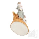 German Empire Figurine of a German Soldier in Pickelhaub with Children "On Leave" "Auf Urlaub"