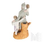 Cesarstwo Niemieckie Figurka Żołnierza Niemieckiego w Pickelhaubie z Dziećmi “Na przepustce” „Auf Urlaub”