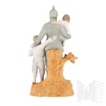 Cesarstwo Niemieckie Figurka Żołnierza Niemieckiego w Pickelhaubie z Dziećmi “Na przepustce” „Auf Urlaub”