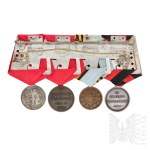 Carska Rosja Szpanga Odznaczeń - Medal Pamiątkowy Wojny w Latach 1877-78, Medal na Pamiątkę Koronacji Aleksandra III, Medal za Ratowanie Ginących, Aleksander III. Medal Pośmiertny 1881-1894
