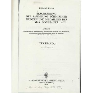 Num.catalogues, Fiala E.: Sammlung Max Donebauer - Beschreibung der Sammlung Böhm