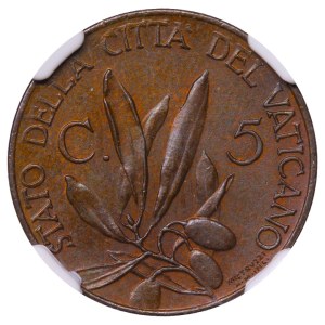 Vatican City, 5 Centesimi, 1934 year, NGC, MS 62 BN, Top PoP