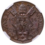 Vatican City, 5 Centesimi, 1934 year, NGC, MS 62 BN, Top PoP