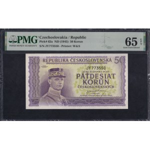 Cecoslovacchia, 50 Korun, 1945, Gemma UNC 65 EPQ