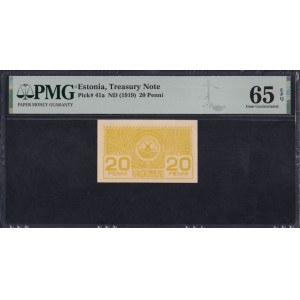 Estonia, 20 Penni, 1919, Gem UNC 65 EPQ