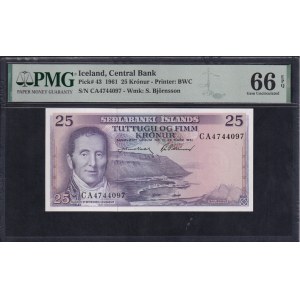 Iceland, 25 Kronur, 1961, Gem UNC 66 EPQ