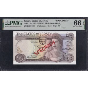 Jersey, 5 Pfund, 1976-88, Gem UNC 66 EPQ, ''SPECIMEN''