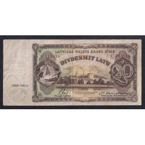 Latvia, 20 Latu, 1935, XF-VF
