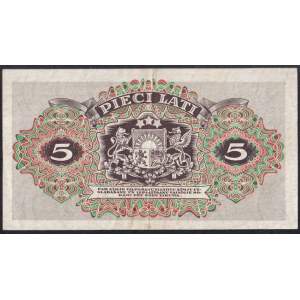 Lettonia, 5 Lati, 1940, XF
