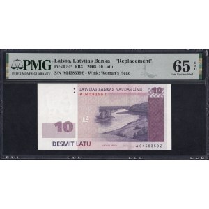 Lettland, 10 Latu, 2008, Gem UNC 65 EPQ, ''Ersatz''
