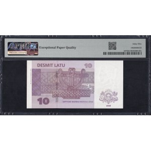 Lettland, 10 Latu, 2008, Gem UNC 65 EPQ, ''Ersatz''