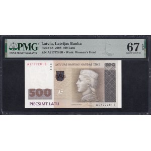 Latvia, 500 Latu, 2008, Superb Gem UNC 67 EPQ, RARE