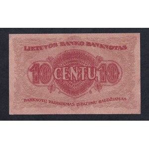 Lithuania, 10 Centu, 1922, XF-VF