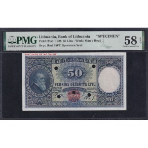 Lithuania, 50 Litu, 1928, Choice About UNC 58 EPQ, RARE, SPECIMEN