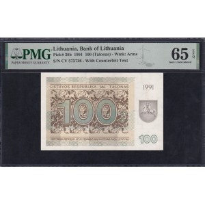 Lithuania, 100 Talonas, 1991, Gem UNC 65 EPQ