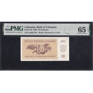 Lithuania, 10 Talonas, 1992, Gem UNC 65 EPQ